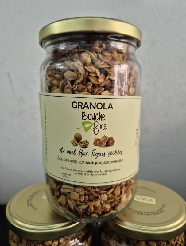 Granola au miel, noix, figues séchées
